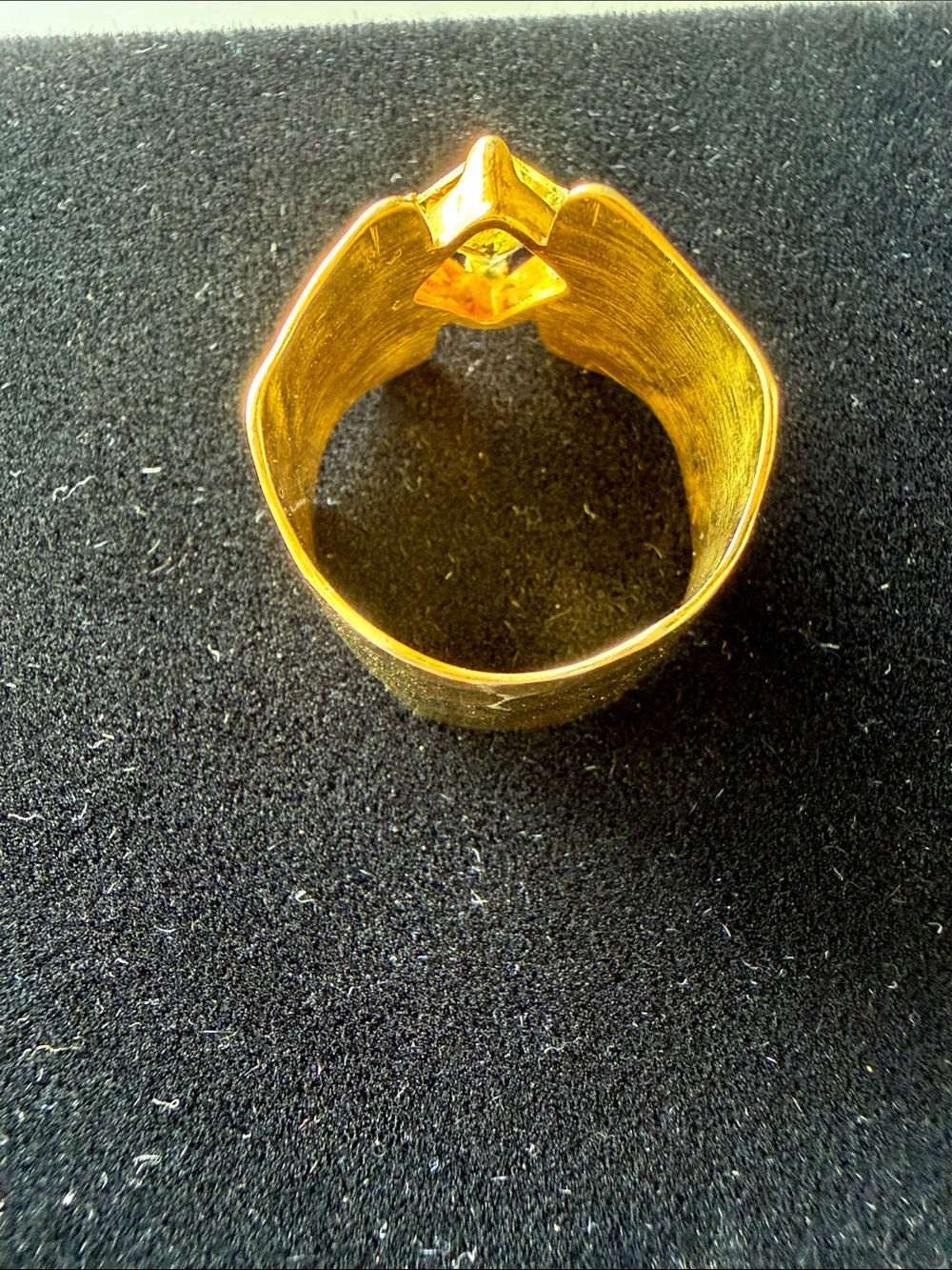 Gold Wide Band Ring with Yellow Gemstone - Picture 6 of 7